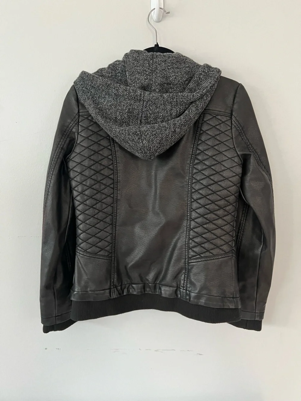 Women’s Black Leather Jacket with Built In Sweatshirt - Picture 6 of 6